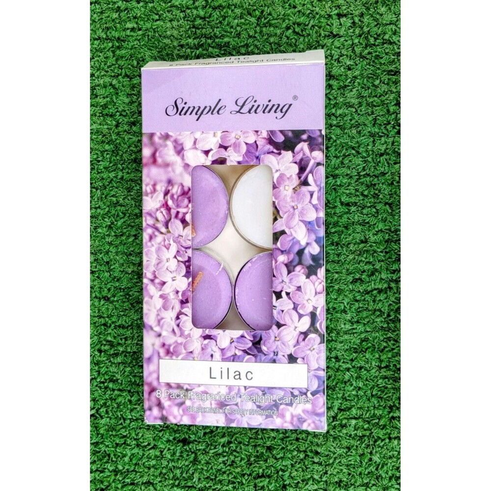 Purple & White Simple Living Lilac 8Pack Fragrance Tealight Candles USA Made NIB